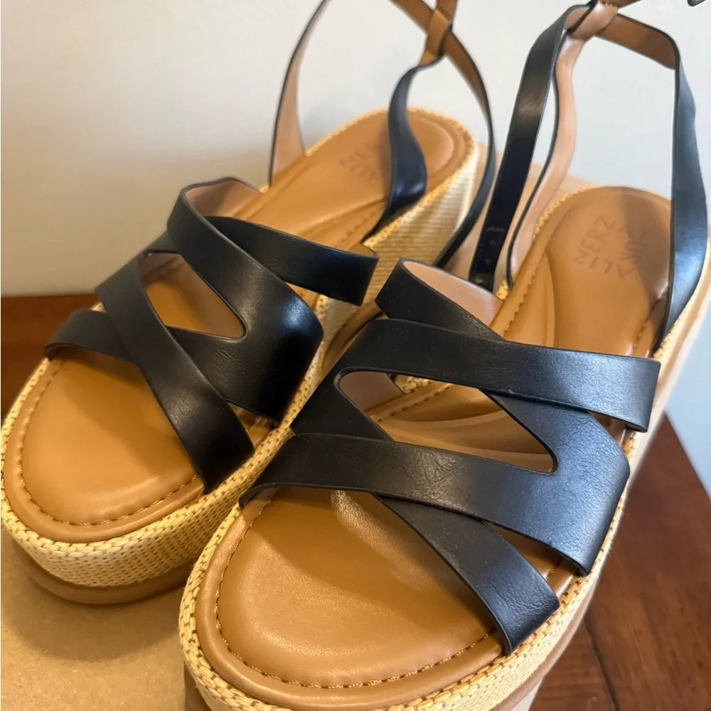 Naturalizer‎ Riley black platform sandals NEW 8